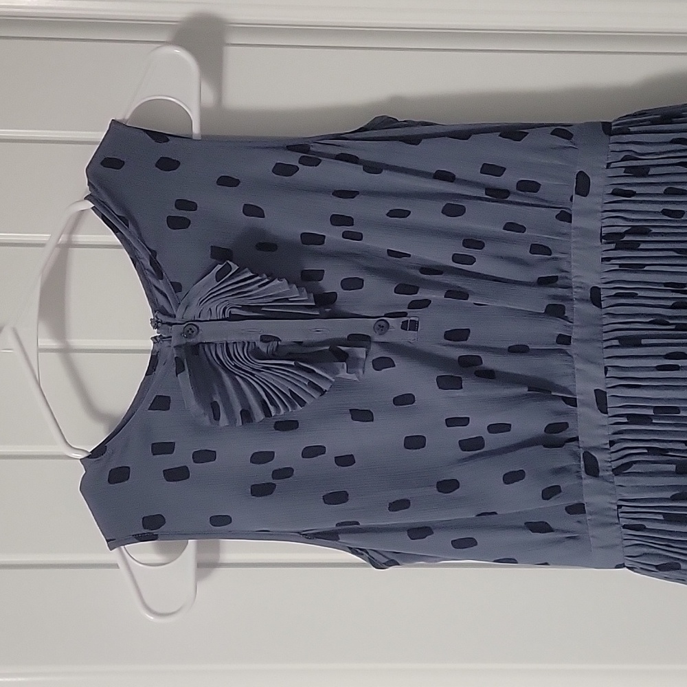 Banana Republic, Fit and flare mini dress, size 4, slate blue and navy dots